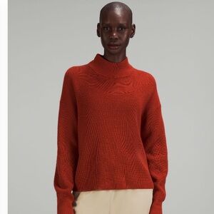 Lululemon | Merino Wool Blend Ribbed Orange mock Turtleneck Sweater | Size:6